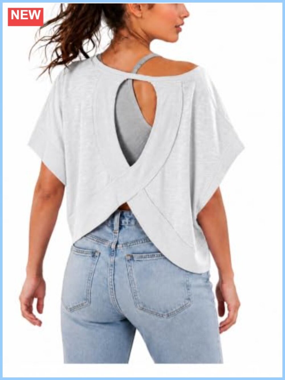 Women's Cotton Open Back Muscle Tank Crop Yoga Tee